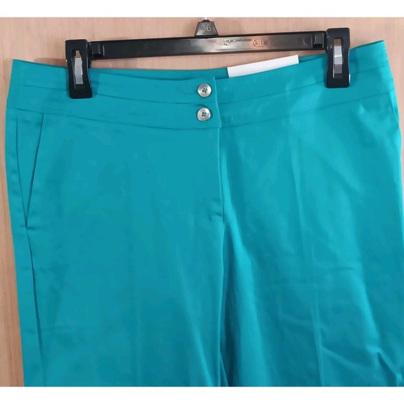 Cato 8 Womens Contemporary Trousers Viridian Green Stretch Mid Rise Slimming - Picture 2 of 8